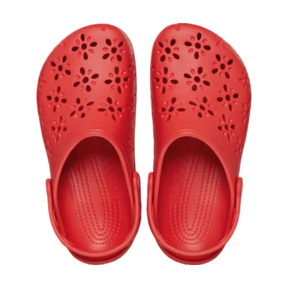 Classic Floral Cut Out Clog Slipper Red - Image 3