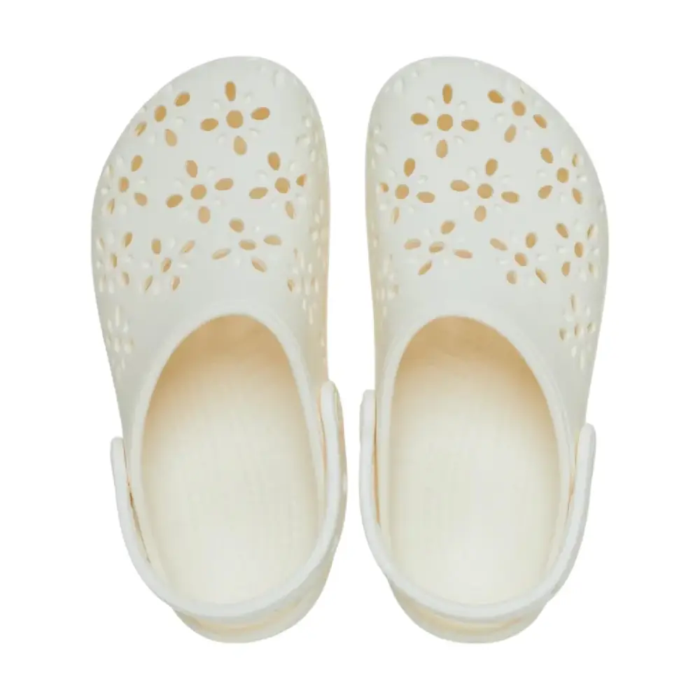 Classic Floral Cut Out Clog Slipper White - Image 3