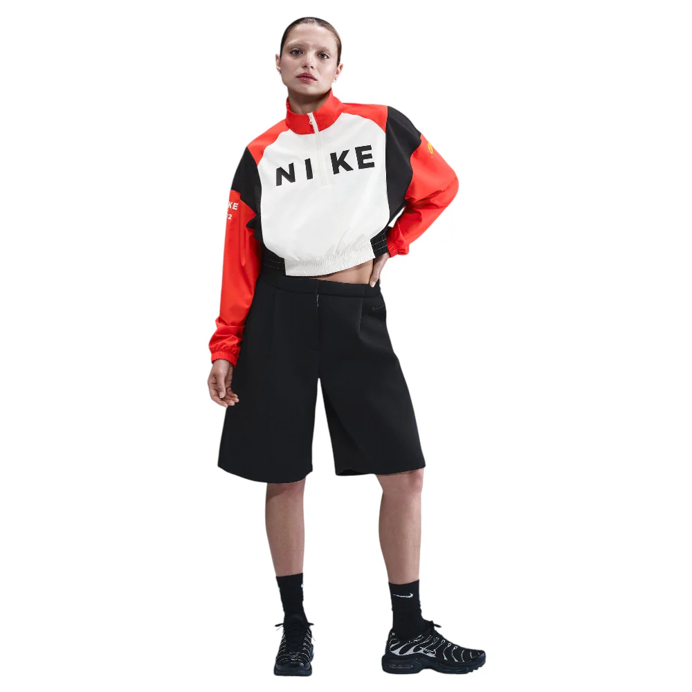 Veste de sport tissée légère à fermeture éclair 1/4 blanche